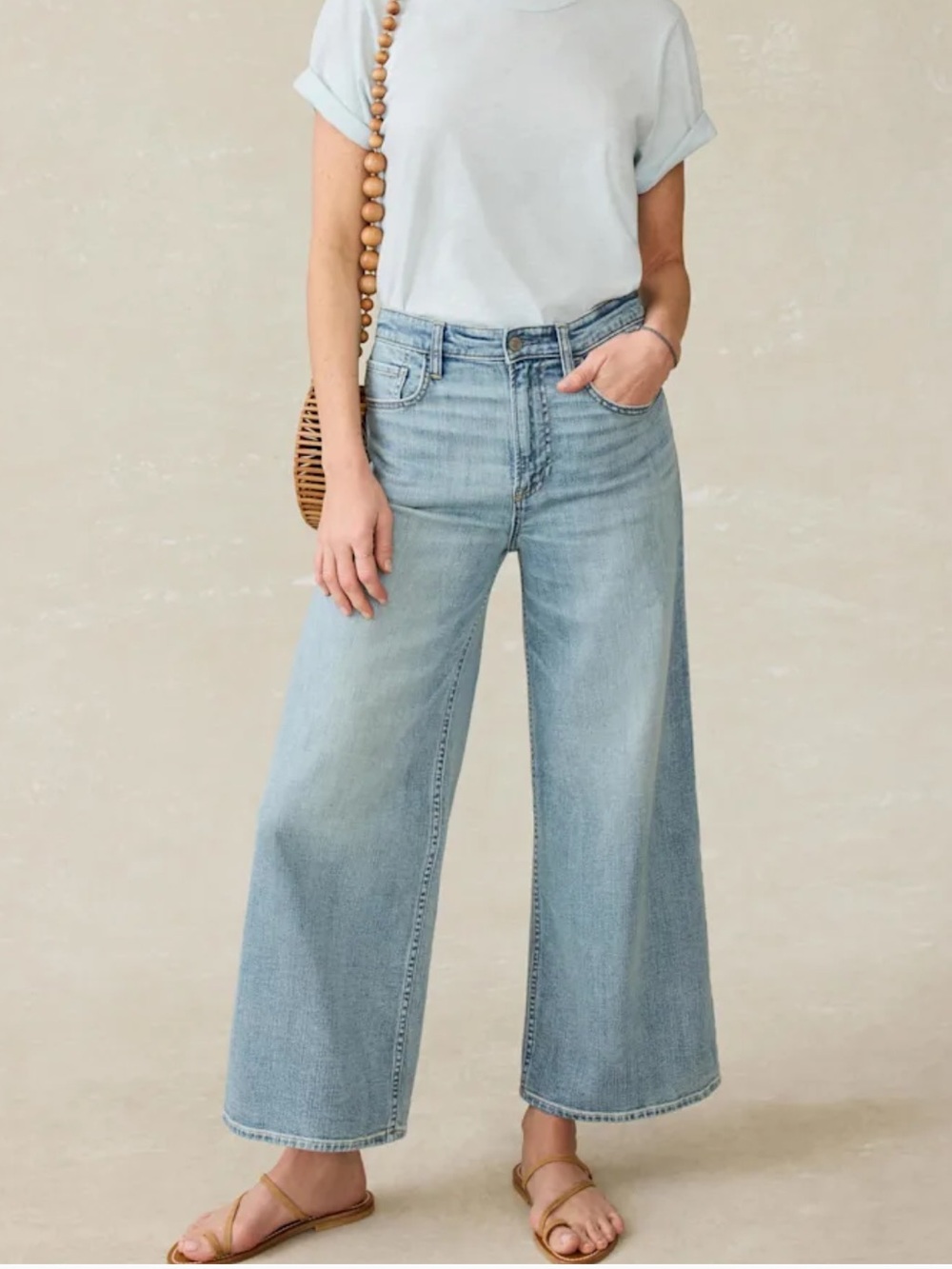 NWT Faherty Saturday Wide Leg Ankle West Coast Wash Denim Jeans Sz 32